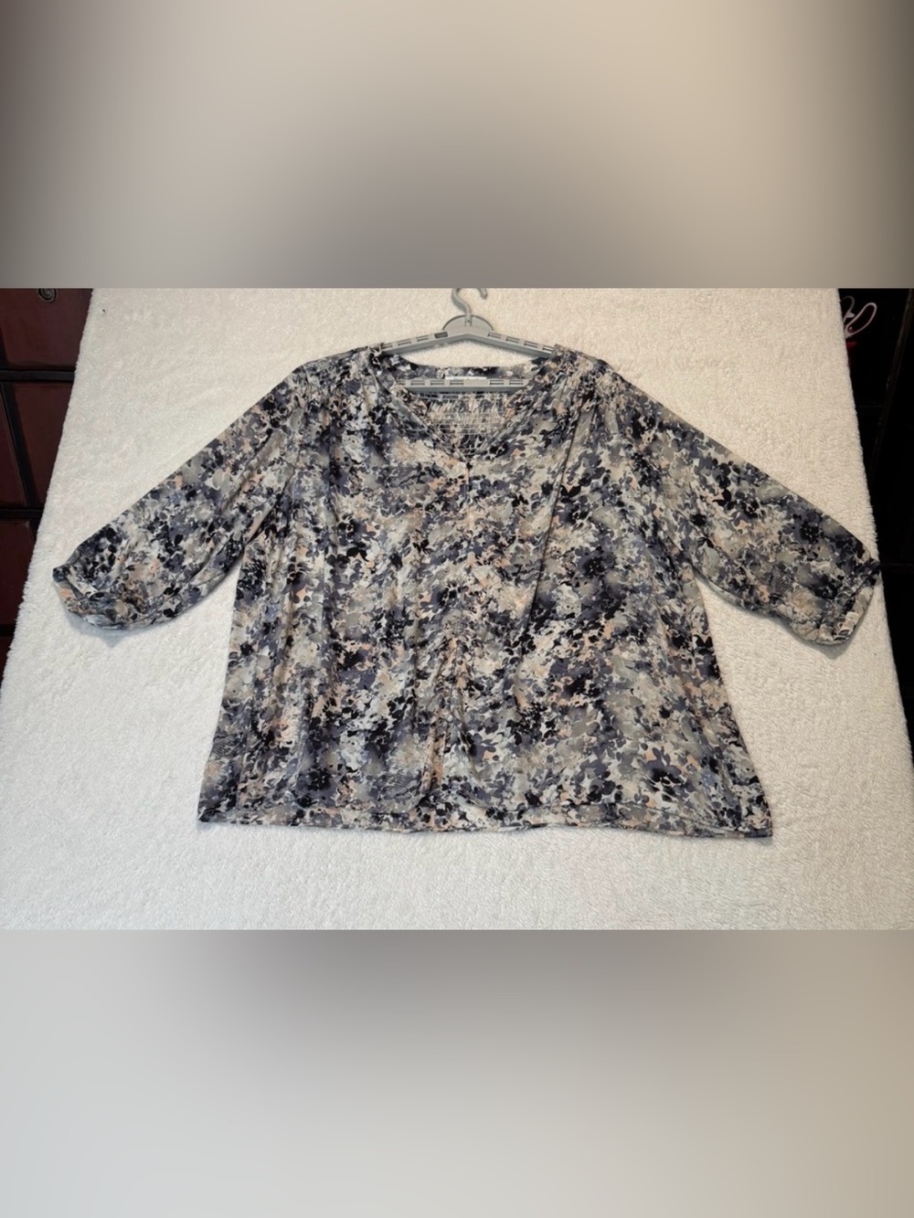 Rose & Olive Button Down 3/4 Sleeves Top Size 3X Multicolor (see measurements)